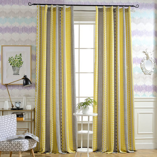 Obsessed with Polka Dots Modern 3D Jacquard Yellow Charcoal Grey Geometric Patterned Curtain 10