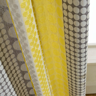 Obsessed with Polka Dots Modern 3D Jacquard Yellow Charcoal Grey Geometric Patterned Curtain 5