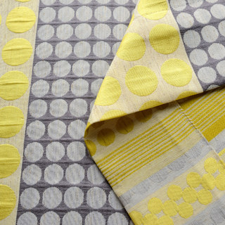 Obsessed with Polka Dots Modern 3D Jacquard Yellow Charcoal Grey Geometric Patterned Curtain 11