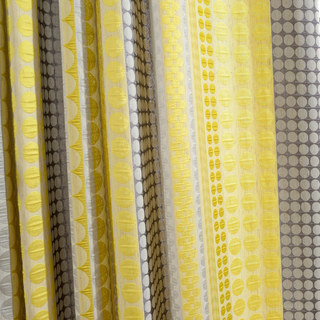 Obsessed with Polka Dots Modern 3D Jacquard Yellow Charcoal Grey Geometric Patterned Curtain 8