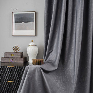 Rippled Waves Superthick Light Grey 100% Blackout Curtain 8