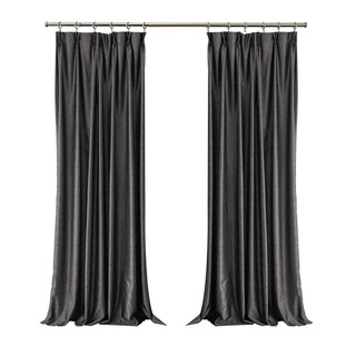 Metallic Fantasy Subtle Textured Striped Sparkling Shimmering Off Black Charcoal Curtain 7