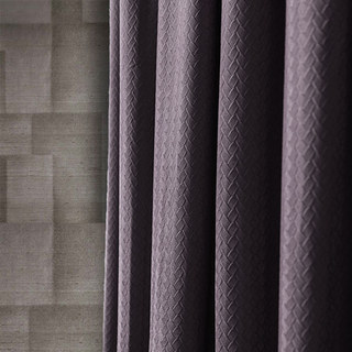Scandinavian Basketweave Textured Pastel Purple Lavender Velvet Blackout Curtains 3