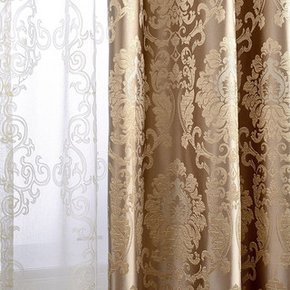 Demure Florals Damask Jacquard Brown Curtain 5