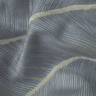 New Look Luxury Art Deco Herringbone Blue Grey & Gold Sparkle Curtain 4