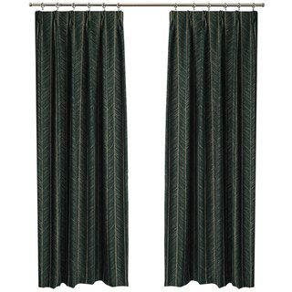 New Look Luxury Art Deco Herringbone Dark Green & Gold Sparkle Curtain 8
