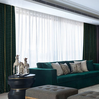 New Look Luxury Art Deco Herringbone Dark Green & Gold Sparkle Curtain 2