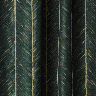 New Look Luxury Art Deco Herringbone Dark Green & Gold Sparkle Curtain 4