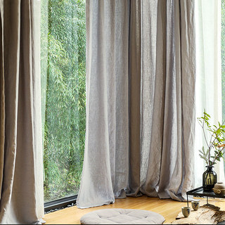 Provencal Pure Flax Linen Light Grey Sheer Curtain 6