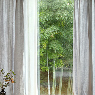 Provencal Pure Flax Linen Light Grey Sheer Curtain 4