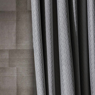 Scandinavian Basketweave Textured Morandi Grey Velvet Blackout Curtains 3