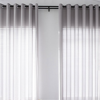 Sundance Textured Striped Grey Light Charcoal Semi Sheer Curtain 3