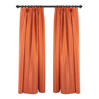 The Roaring Twenties Luxury Art Deco Shell Patterned Orange & Silver Curtain 3