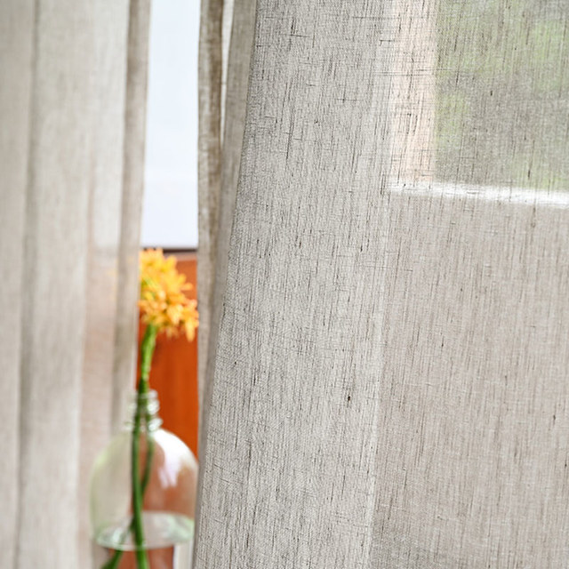 Zen Garden 100% Pure Flax Linen Natural Colour Sheer Curtain 1