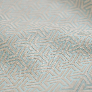 Art Deco Geometric Arrow Patterned Mint and Cream Chenille Blackout Curtain 3