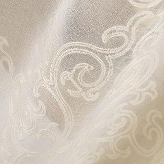 Demure Florals Damask Embroidered Ivory White Sheer Curtain 4
