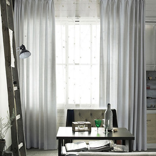 Tuscan Sun Light Grey Textured Translucent Lightweight Curtain