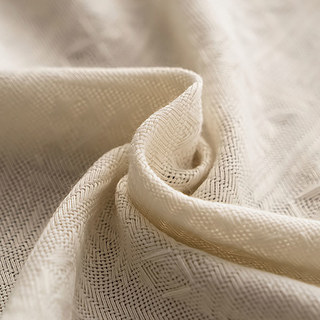 Woven Knit Cotton Blend Crisscross Patterned Cream Heavy Semi Sheer Voile Curtain 5