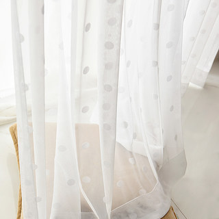 Classic White Polka Dot Jacquard Sheer Curtain 2