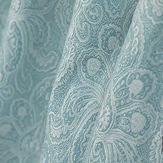New Classics Luxury Damask Jacquard Turquoise Blue Curtain