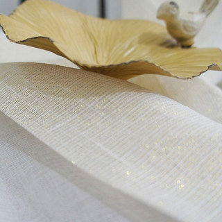 Subtle Gold Textured Sheen Cream Sheer Curtain 7