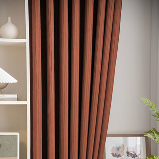 The Crush Terracotta Rust Red Crushed Striped Blackout Curtain 3