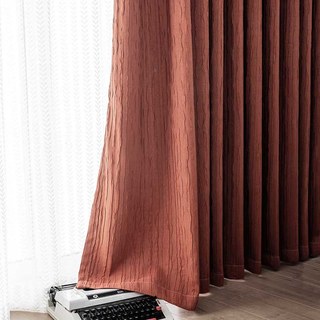 The Crush Terracotta Rust Red Crushed Striped Blackout Curtain