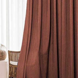 The Crush Terracotta Rust Red Crushed Striped Blackout Curtain 4