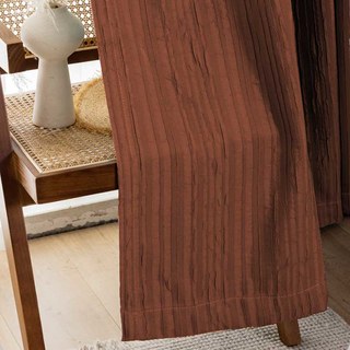 The Crush Terracotta Rust Red Crushed Striped Blackout Curtain 2
