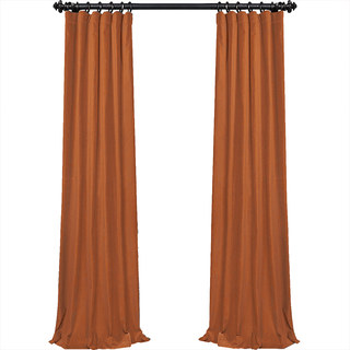 Fine Apricot Orange Velvet Curtains 3