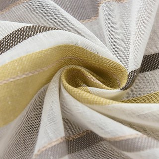 Moondance Yellow Grey Striped Semi Sheer Voile Curtains 9