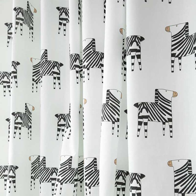 Zebra Black and White Print Curtain 1