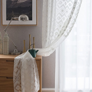 Lattice Square And Flower White Lace Sheer Net Curtain 3