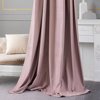 Scandinavian Basketweave Textured Pink Velvet Blackout Curtains 3