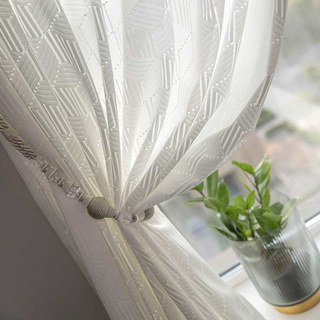Shape Up Ivory White Lace Net Curtain 3
