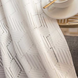 Shape Up Ivory White Lace Net Curtain 5