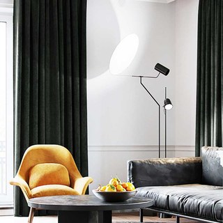 Exquisite Matte Luxury Charcoal Black Chenille Curtain