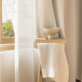 Luxury Cream Crinkle Crushed Chenille Curtain