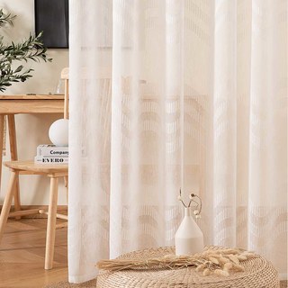 Rolling Waves Ivory White Voile Curtain 2