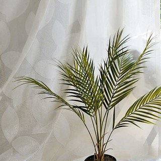 Magical Leaves Glittering White Sheer Net Curtain 2