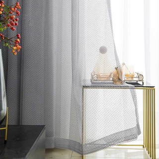 Enmeshed Diamond Grid Light Grey Net Curtain 2
