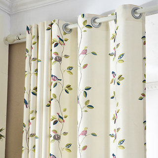 Misty Meadow Floral and Bird Print Double Sided Curtain 3