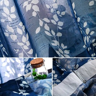 Pascal Navy Blue Vine Print Semi Sheer Curtain 4