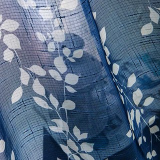 Pascal Navy Blue Vine Print Semi Sheer Curtain 2
