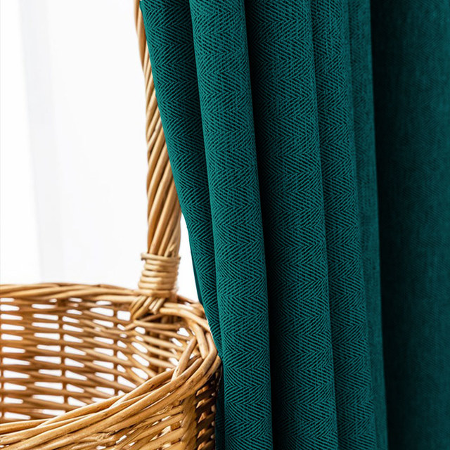 Blackout Zigzag Twill Dark Green Curtain 1