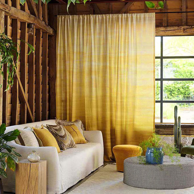 Moon River Yellow Gold Ombre Velvet Curtain 1