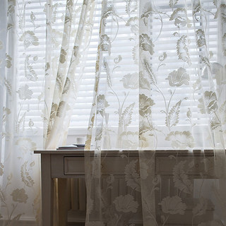 Eden Flower Jacquard Cream Heavy Net Curtains 1