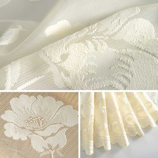 Eden Flower Jacquard Cream Heavy Net Curtains 5