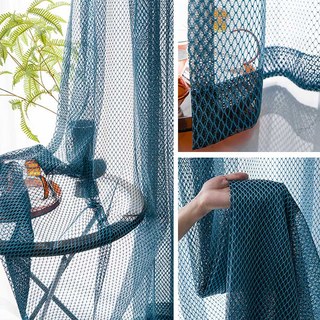 Enmeshed Diamond Grid Pacific Blue Net Curtain 4