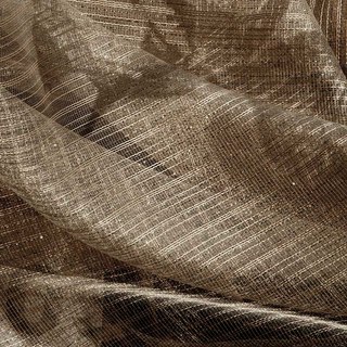Moonlight Coffee Brown Glittering Checked Grid Net Curtain 4